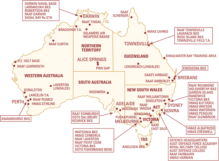 principale ozone Mal de mer raaf bases australia map elle est hacher ...