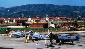 F-51Ds 7 Sqn RAAF in maintenance at Iwakuni Airfield, June 1950