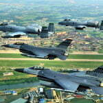 F-16 Falcons and A-10 Thunderbolt IIs fly over the Republic of Korea. Airmen from Osan Air Base joined Airmen from across the world to participate in Red Flag Alaska 09-03, schedules for July 23 - Aug. 7. The exercise is considered by many as the most intense training opportunity available to combat flying units. (U.S. Air Force photo/Lt. Col. Judd Fancher)
