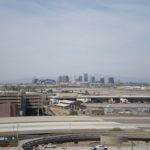 Sky Harbor control tower with downtown Phoenix
